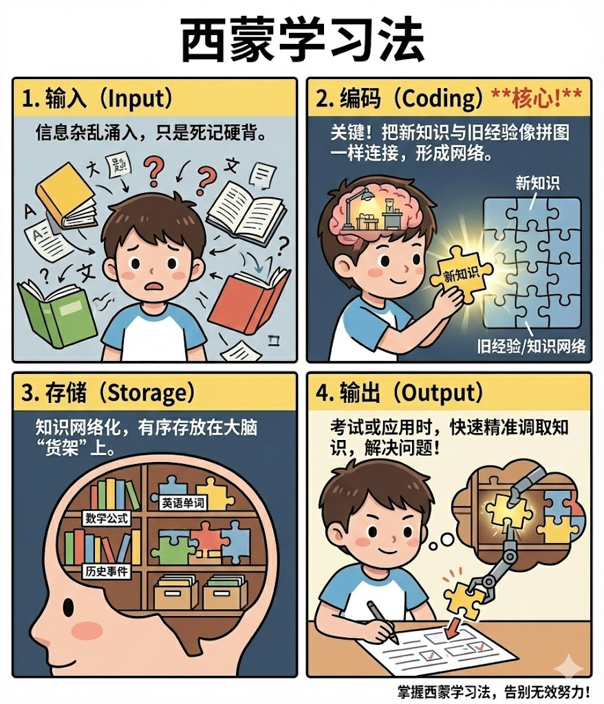 四格漫画范例 - 西蒙学习法